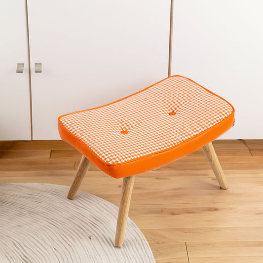 Wooden Step ottoman Wooden Step Stool for Adults Square Cushion Foot Stool (orange)